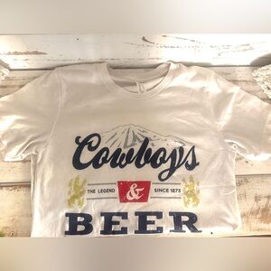 Cowboys & Beer White Graphic Tee